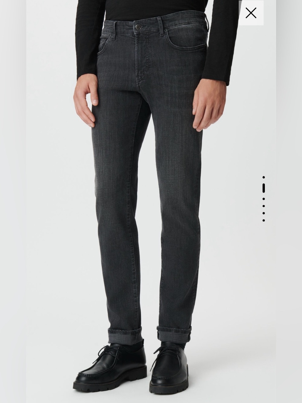 IKKS Men Slim Fit Jeans Faded Black Gray Denim Button Fly